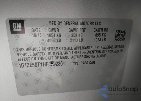 2017 Chevrolet Malibu 1Lt z USA, uszkodzony, nr VIN 1G1ZE5ST1HF159236